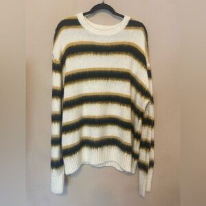 MNML Men’s Striped Mohair Sweater Wool Parallel Cream cozy Cabincore oversized